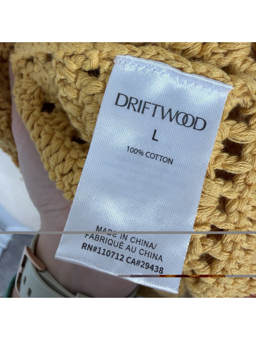 Driftwood Yellow Colorful Crochet Knit Open Cardigan Sweater Boho Festival Large - Picture 6 of 6